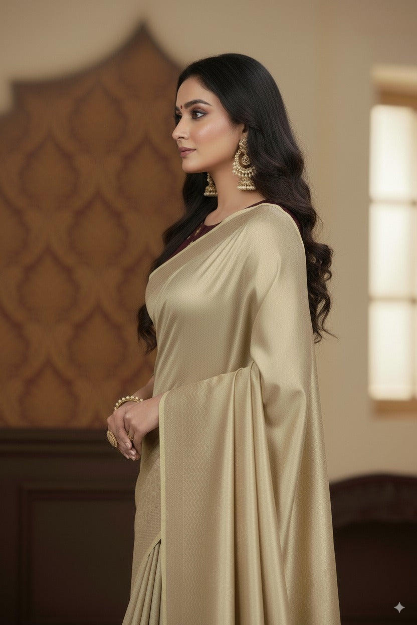 SUTHRA-Elegant Silk Party Wear Saree with Subtle Weaving & Designer Blouse Style