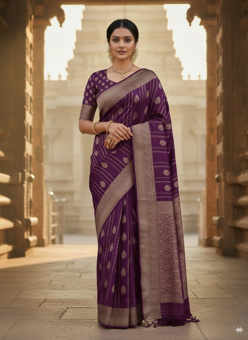 SUTHRA-Elegant Crepe Silk Saree with Zari Weave | Luxurious Draping Saree