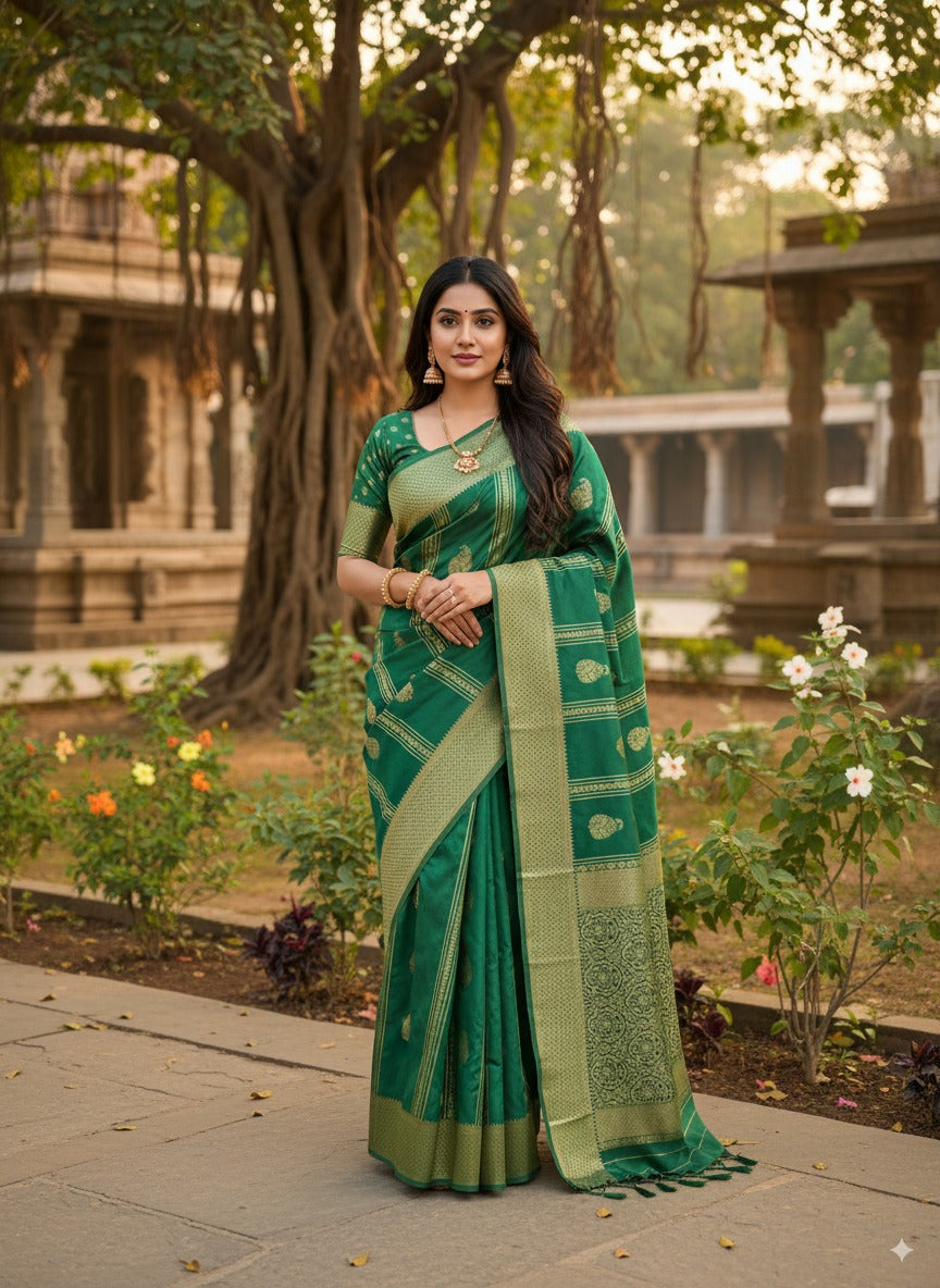 SUTHRA-Timeless Zari Woven Crepe Silk Saree | Lightweight & Elegant Festive Wear