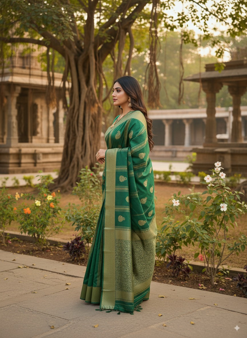 SUTHRA-Timeless Zari Woven Crepe Silk Saree | Lightweight & Elegant Festive Wear