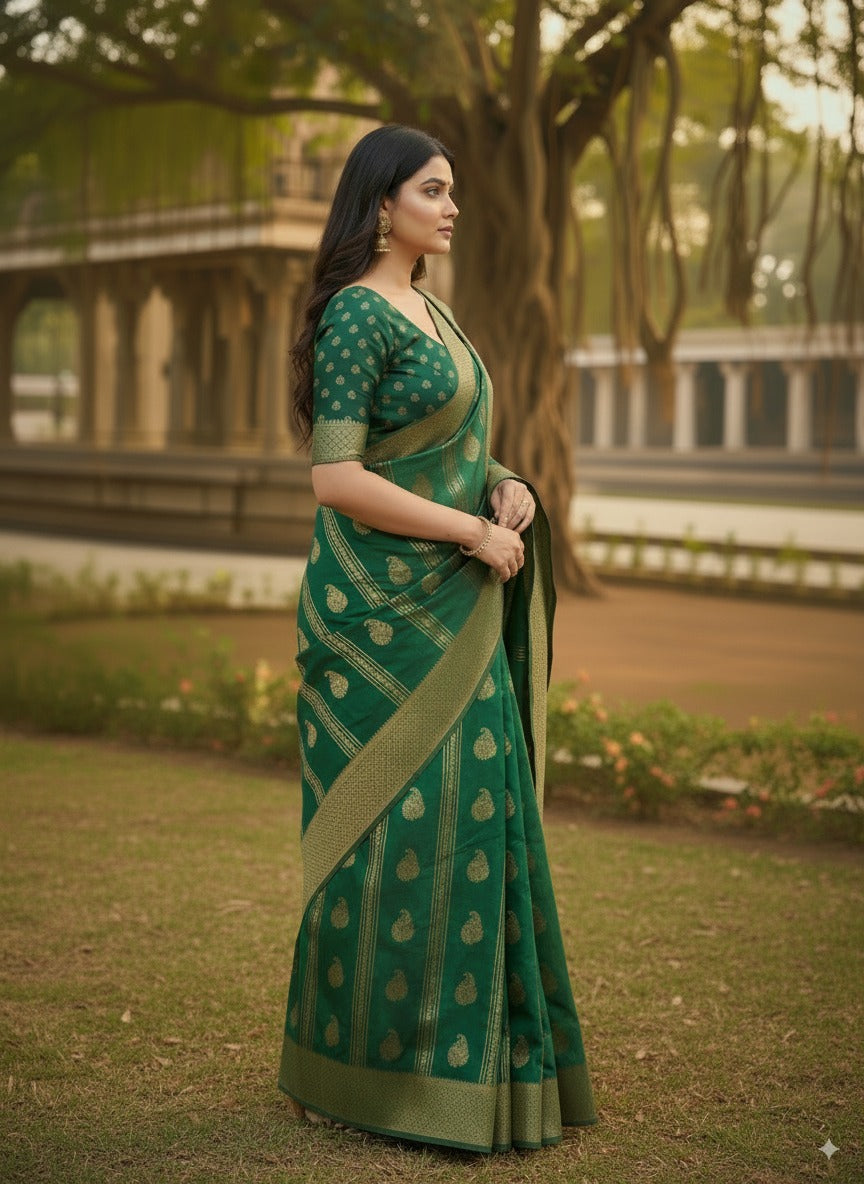 SUTHRA-Timeless Zari Woven Crepe Silk Saree | Lightweight & Elegant Festive Wear