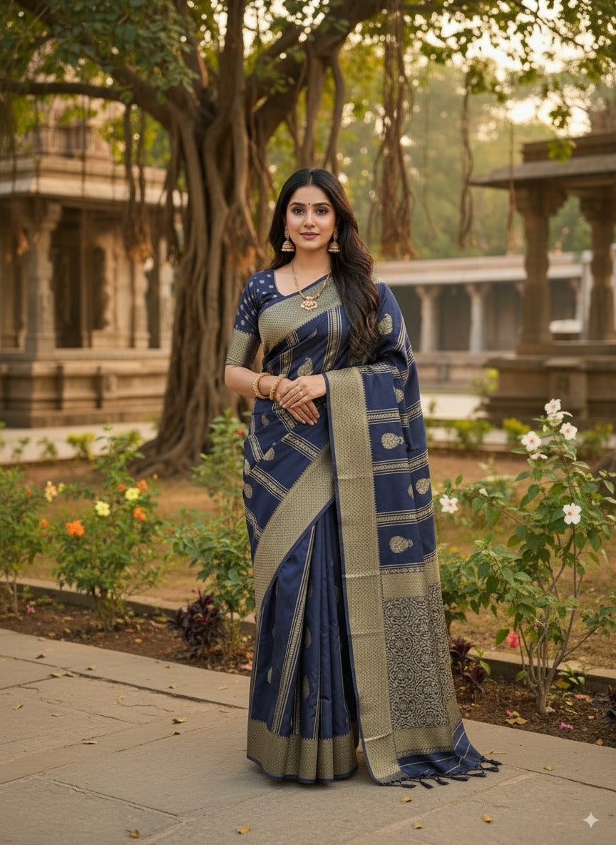 SUTHRA-Timeless Zari Woven Crepe Silk Saree | Lightweight & Elegant Festive Wear