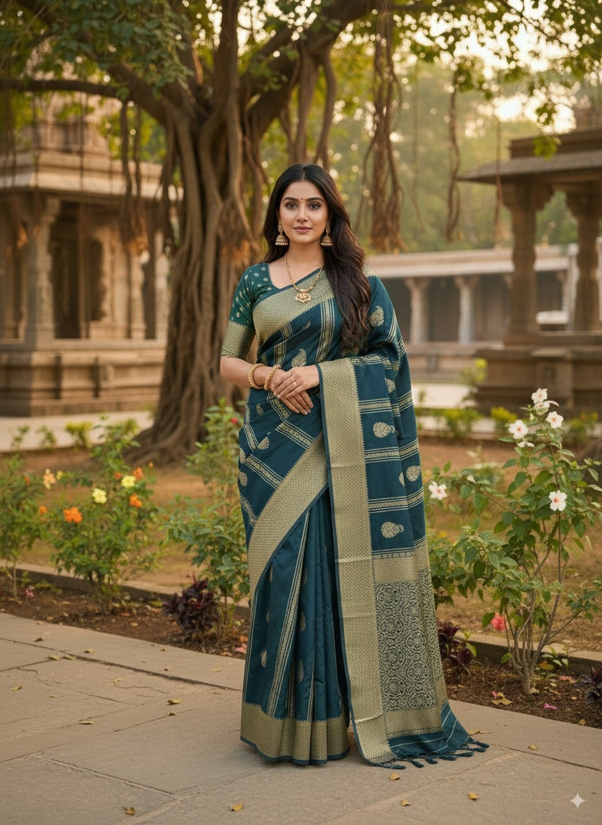 SUTHRA-Timeless Zari Woven Crepe Silk Saree | Lightweight & Elegant Festive Wear